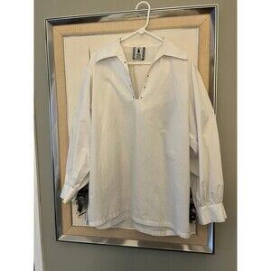 Heritage of Scotland Mens Lace up Tunic Shirt Peasant Blouse Wt Cotton sz L